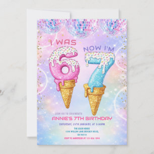 Galaxy Glitter Disco Bal 7 Verjaardag Ijs Kaart