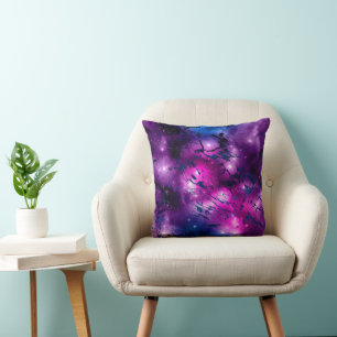 Galaxy Glow   Cosmic Blue Paars en roze marmer Kussen