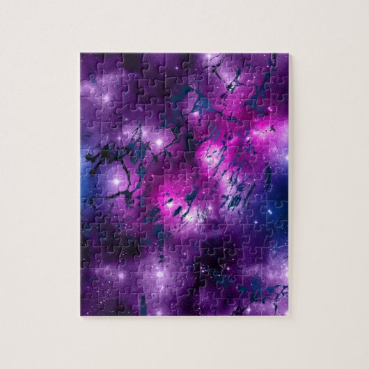 Galaxy Glow | Cosmic Blue Paars en roze marmer Legpuzzel (Verticaal)