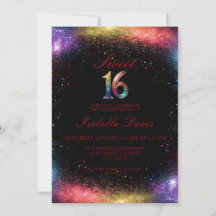 Galaxy Glow Sweet 16 Invitation