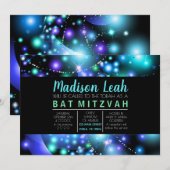 GALAXY GLOWING STARS Bat Mitzvah Invitation Kaart (Voorkant / Achterkant)
