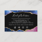 Galaxy & Gold Glitter Waterverf Gilded Agate Visitekaartje (Achterkant)