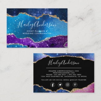 Galaxy & Gold Glitter Waterverf Gilded Agate Visitekaartje