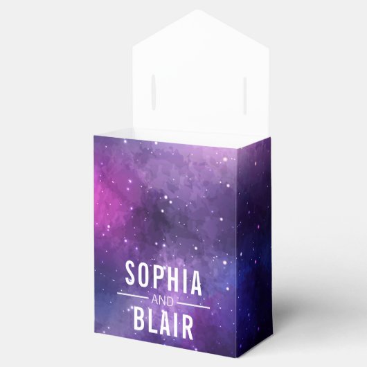 Galaxy Hearts Constellation bruiloft gepersonalise Bedankdoosjes (Geopend)