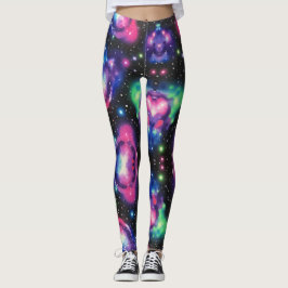 Galaxy in neonkleuren naadloos patroon leggings