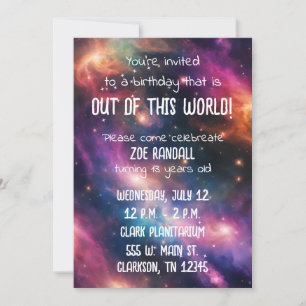 Galaxy Invitations de fête d'anniversaire