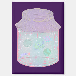 Galaxy Kat in een Pot Kawaii Ruimtekat Kunst Magneet