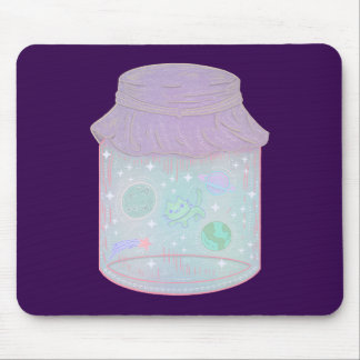 Galaxy Kat in een Pot | Kawaii Ruimtekat Kunst Muismat