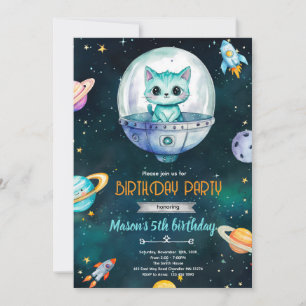 Galaxy kat kitten Verjaardagsfeest uitnodiging