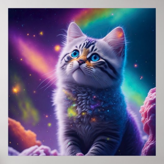 Galaxy Katze Digitaler Ai generated Poster (Voorkant)