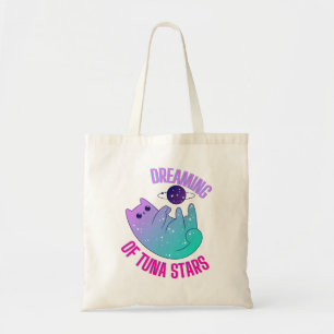 Galaxy Kawaii Anim Cat met Sterren Canvas tas