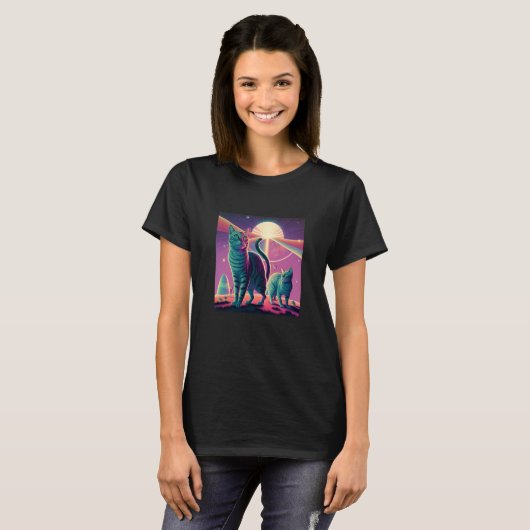 Galaxy Kittens Cat UFO Cat In Space  3 T-shirt (Voorkant volledig)
