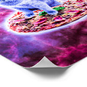 Galaxy Kitty Cat Riding Pizza in de ruimte Poster (Hoek)
