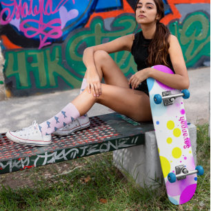 Galaxy Kleurrijke gepersonaliseerde Polka Dot Skat Skateboard
