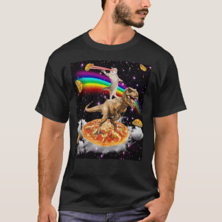 Galaxy Laser Eye Cat op Dinosaur op Pizza met Tac T-shirt