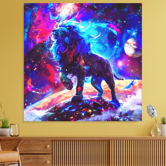 Galaxy Lion Blue Canvas Afdruk (Insitu (Woonkamer))