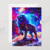 Galaxy Lion Blue Feestdagenkaart (Voorkant / Achterkant)