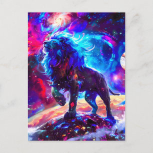 Galaxy Lion Blue Feestdagenkaart