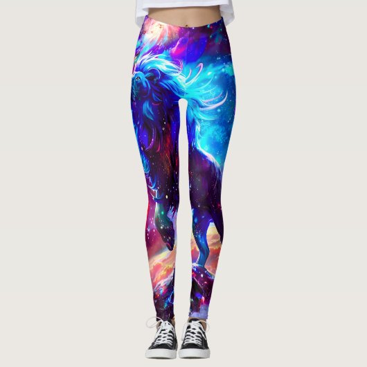 Galaxy Lion Blue Leggings (Voorkant)