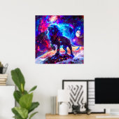 Galaxy Lion Blue Poster (Thuiskantoor)