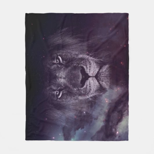 Galaxy Lion Face Art Wallpaper Fleece Deken (Voorkant)