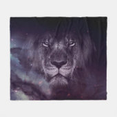 Galaxy Lion Face Art Wallpaper Fleece Deken (Voorkant (Horizontaal))