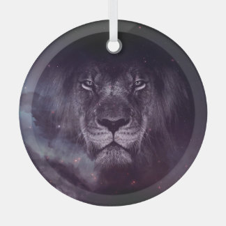 Galaxy Lion Face Art Wallpaper Glas Ornament