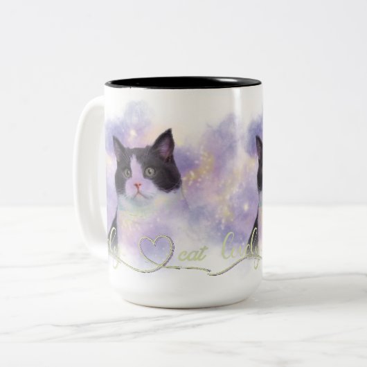 Galaxy Lovely Cat Tweekleurige Koffiemok (Voorkant links)