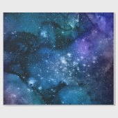 Galaxy Lovers Starry Space Blue Sky White Sparkles Cadeaupapier (Vlak)
