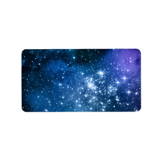 Galaxy Lovers Starry Space Blue Sky White Sparkles Etiket (Voorkant)