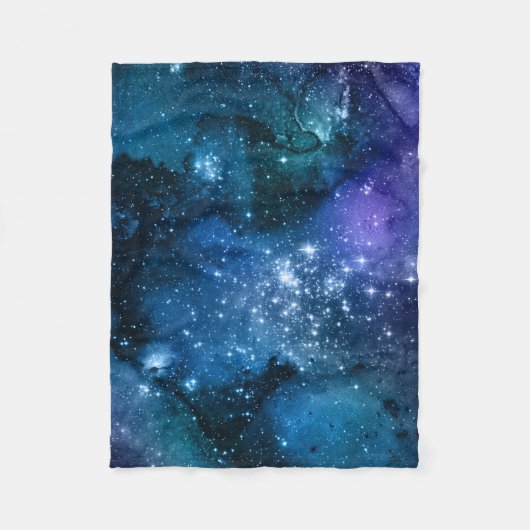 Galaxy Lovers Starry Space Blue Sky White Sparkles Fleece Deken (Voorkant)