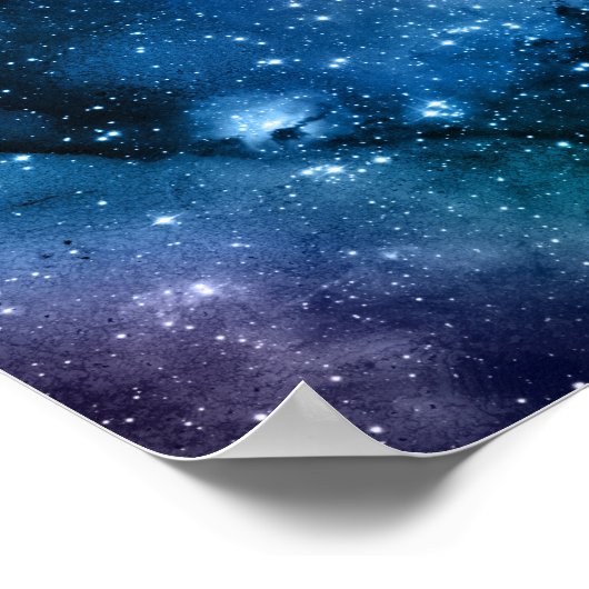 Galaxy Lovers Starry Space Blue Sky White Sparkles Poster (Hoek)