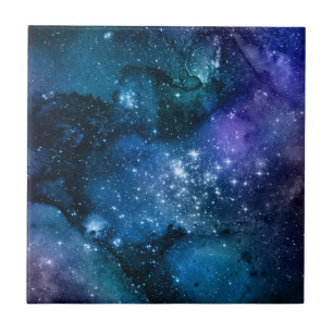 Galaxy Lovers Starry Space Blue Sky White Sparkles Tegeltje