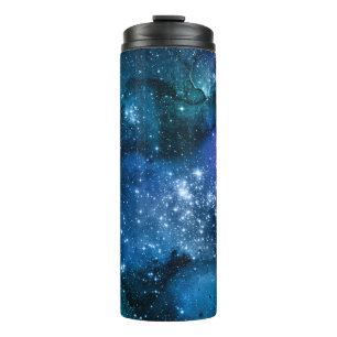 Galaxy Lovers Starry Space Blue Sky White Sparkles Thermosbeker