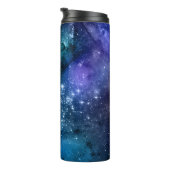 Galaxy Lovers Starry Space Blue Sky White Sparkles Thermosbeker (Geroteerd rechts)