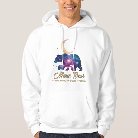 Galaxy Mama Bear & Cubs Moon Silhouette Hoodie (Voorkant)