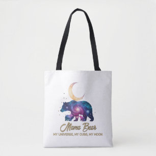 Galaxy Mama Beer & Welpen Maan Silhouet Draagtas