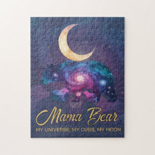 Galaxy Mama Beer & Welpen Maan Silhouet Legpuzzel