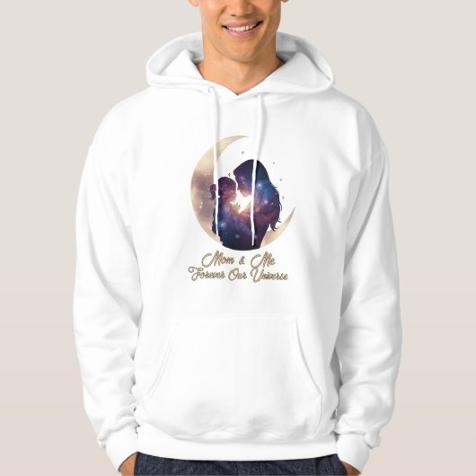 Galaxy Mama & Child Silhouette Moon Art Hoodie (Voorkant)