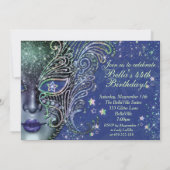 Galaxy Masquerade verjaardagsuitnodiging Kaart (Achterkant)