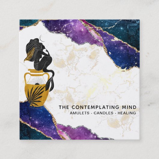 *~* Galaxy Mermaid Moon Mystic Agate Carte de visi (Devant)