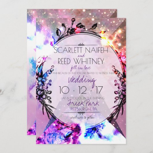 Galaxy Modern Space Hip Faire-part de mariage (Devant / Derrière)