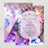 Galaxy Modern Space Hip Huwelijksuitnodiging Kaart (Voorkant / Achterkant)