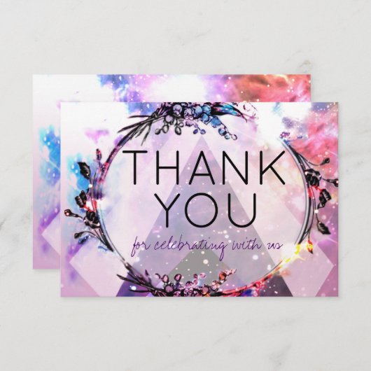 Galaxy Modern Space Hip Weddenschap Bedankt Kaart (Voorkant / Achterkant)