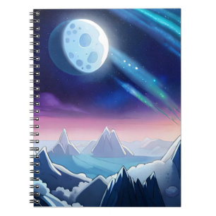 Galaxy Moon Aurora Notitieboek