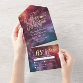 Galaxy Nebula Constellations Goraalwassing RSVP All In One Uitnodiging (Afscheurbaar)