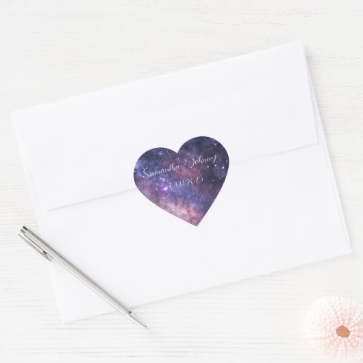 Galaxy Nebula Space Constellation Bruiloft Hart Sticker (Envelop)