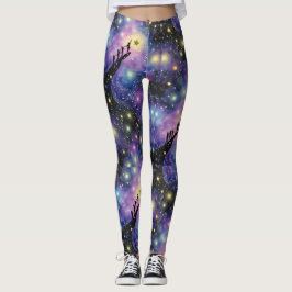 Galaxy Night Sky Naadloos Patroon Leggings