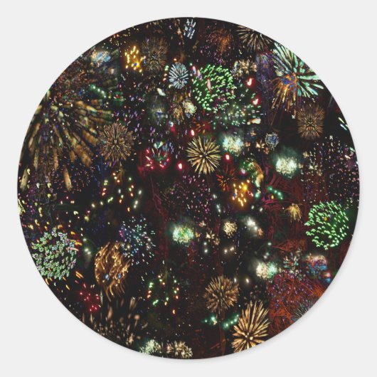 Galaxy of Fireworks Collage Ronde Sticker (Voorkant)