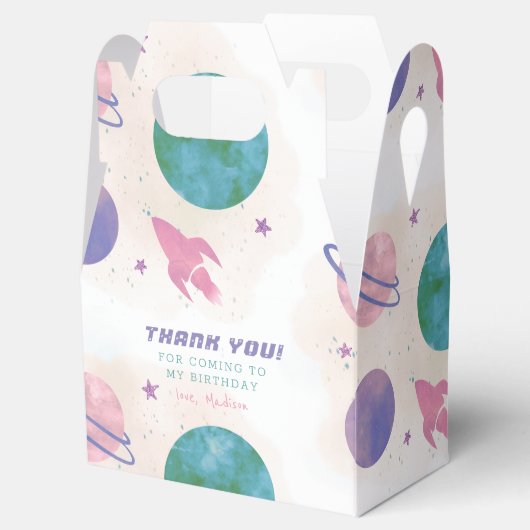 Galaxy Outer Space Girly Bedankt voor de verjaarda Bedankdoosjes (Geopend)